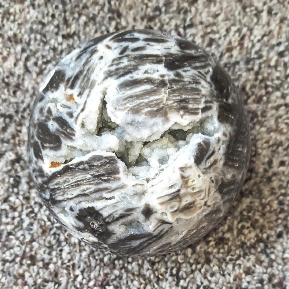 Elegant Gray and White Crystal Geode for Reptile Habitats